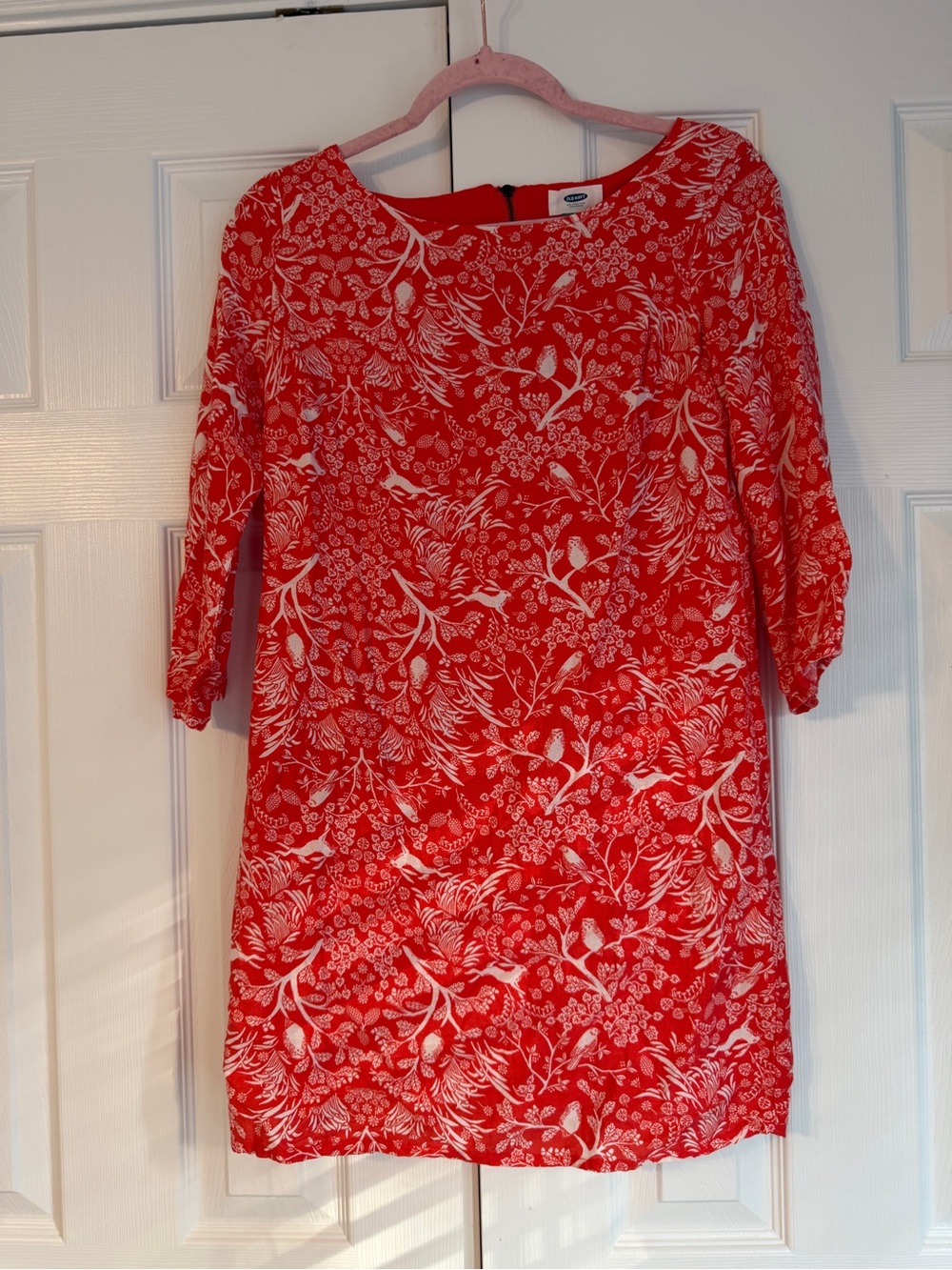 Old Navy Coral-Red Floral Print Mini Dress